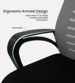 Yukio Breathable Mesh Ergonomic Chair with Rocking-tilt Mechanism in Black & Grey Colour - Image 5