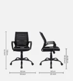 Yukio Breathable Mesh Ergonomic Chair with Rocking-tilt Mechanism in Black Colour - Image 2