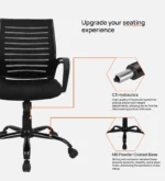 Yukio Breathable Mesh Ergonomic Chair with Rocking-tilt Mechanism in Black Colour - Image 3