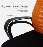 Yukio Breathable Mesh Ergonomic Chair with Rocking-tilt Mechanism in Black & Orange Colour - Image 5
