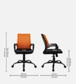 Yukio Breathable Mesh Ergonomic Chair with Rocking-tilt Mechanism in Black & Orange Colour - Image 2