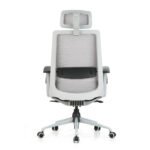 High Back Mesh Chair with Self Calibrating Multilock Mechanism & Fabric Upholstered Cushion Seat(Grey) - Image 3