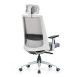 High Back Mesh Chair with Self Calibrating Multilock Mechanism & Fabric Upholstered Cushion Seat(Grey) - Image 5