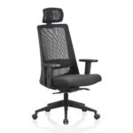 High Back Mesh Chair with Single Lock Synchro Mechanism & Fabric Upholstered Seat