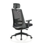 High Back Mesh Chair with Single Lock Synchro Mechanism & Fabric Upholstered Seat - Image 4