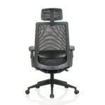 High Back Mesh Chair with Single Lock Synchro Mechanism & Fabric Upholstered Seat - Image 5